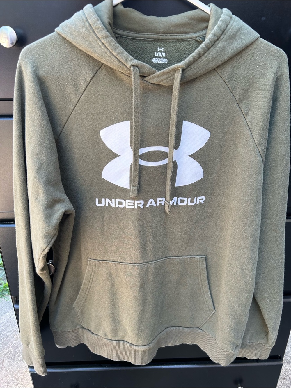 Under Armour Olive Pull-Over Hoodie with White Logo